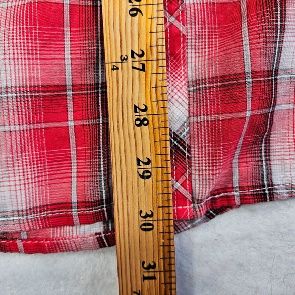 Wrangler Western Fashion Shirt Mens XL Pearl Snap Plaid Red Long Sleeve Rodeo - Picture 7 of 11